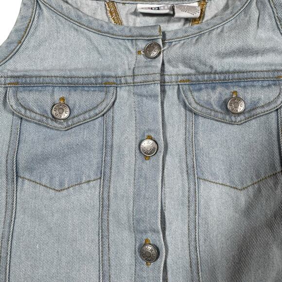 Vintage KRU Denim Dress Girls Sz 12 Button Front 2000s Kids - Picture 2 of 6